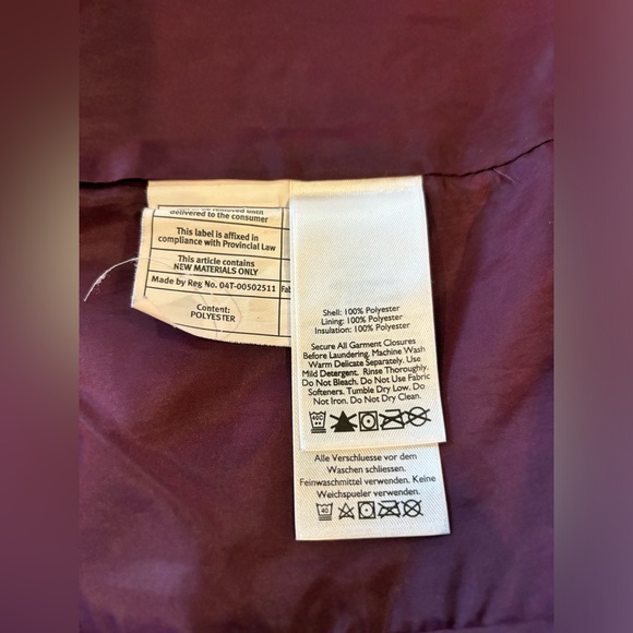 EDDIE BAUER Full Zip Mock Neck Plum Floral Print Puffer Vest Women's Size S - Picture 9 of 9